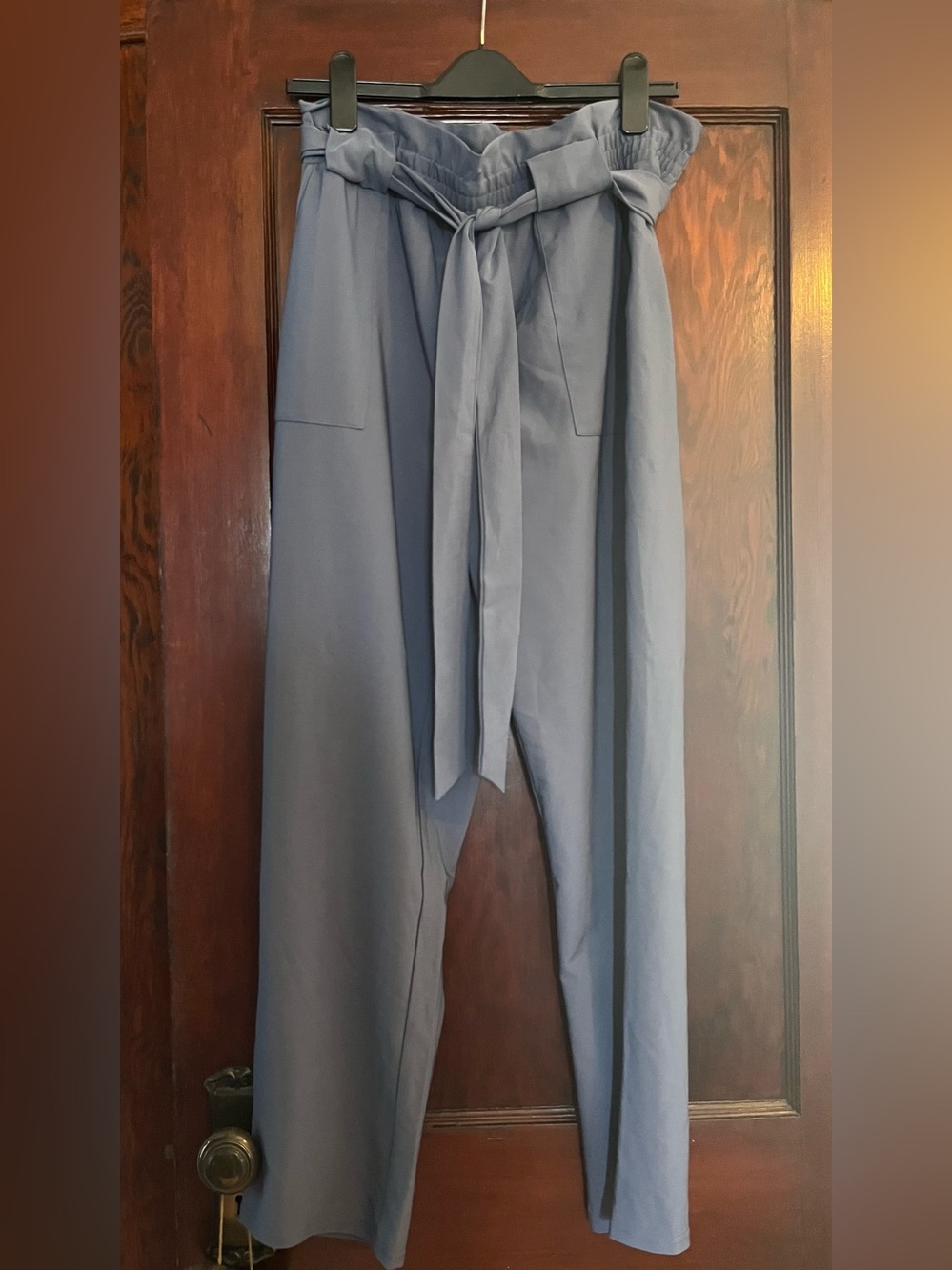 Kancy Kole Paper Bag Waist Slate Blue Pants - Size XL